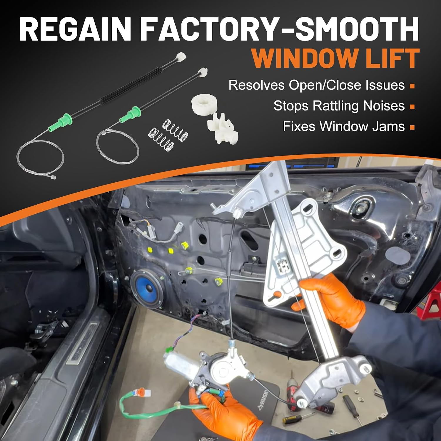Window Regulator Repair Kit Fits for Honda S2000 2000-2009 Passenger Side Door Glass Regulator, Replace 72210-S2A-G02, Front Right Side Window Regulator
