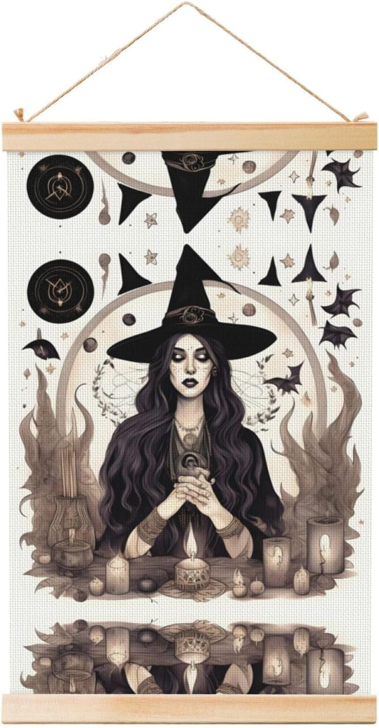 Magic Witch Witchcraft Bohemian Drawing Print Poster Hanger,Hanging Poster, Poster Frame,Wood Poster Hanger, For Wall Hanging