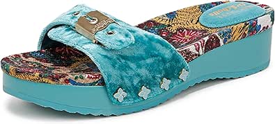 Dr. Scholl's Women's Original Too Slide Sandal - Navy Blue Leather With Comfort Footbed