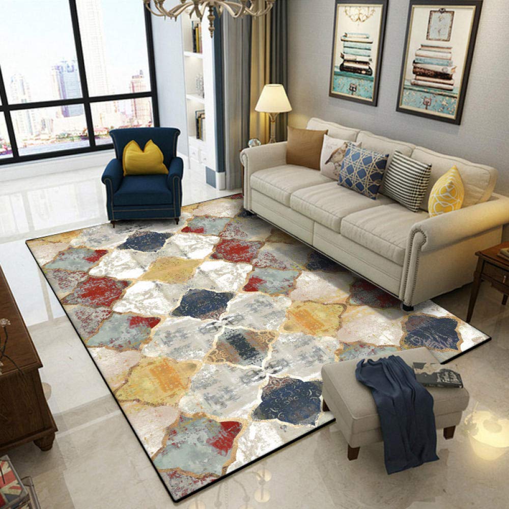 Tapis moderne à poils courts doux et antidérapant pour salon chaleureux