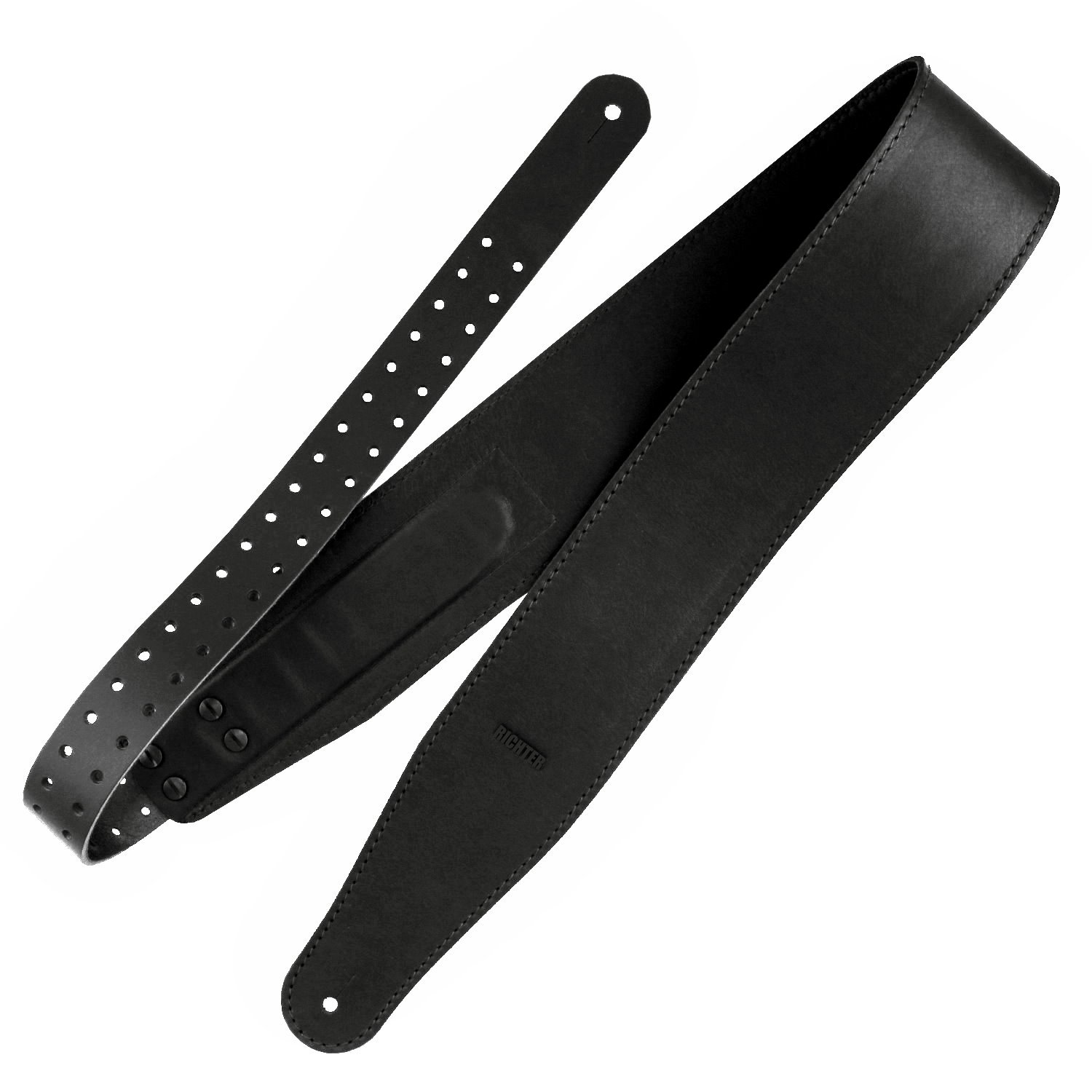 Richter Leder Raw V Nappa Black - Handgearbeiteter Gitarrengurt
