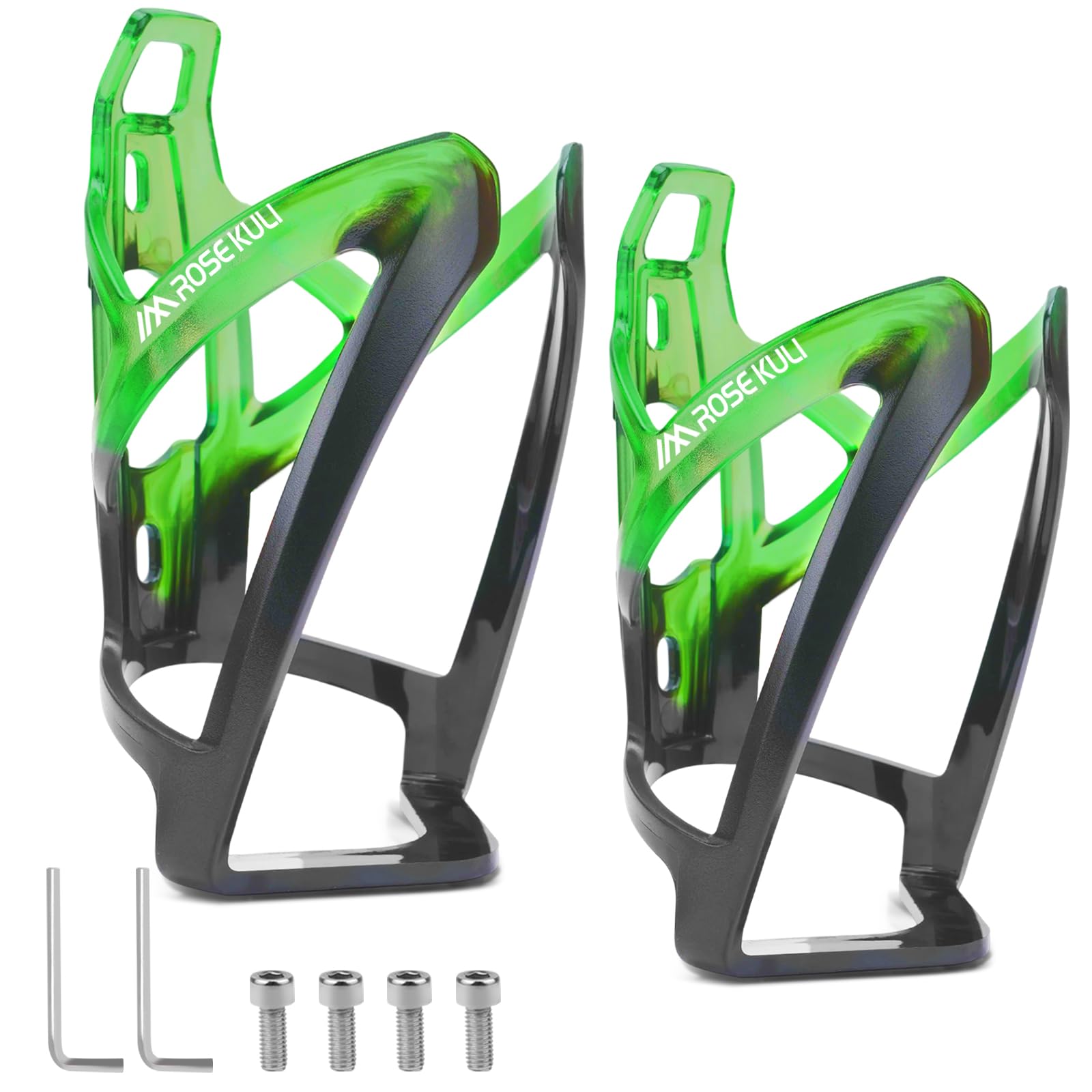 Rose Kuli Flaschenhalter Fahrrad - 2er Pack Getränkehalter für Fahrräder, Trinkflaschenhalter für MTB und Rennräder (Schwarz&Grün)