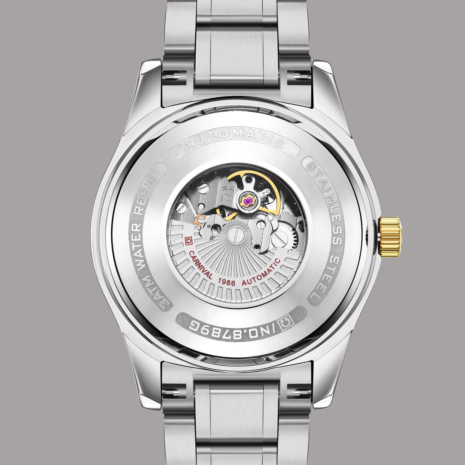 MASTOP Swiss Couple Watches - Reloj mecánico automático para hombre y mujer, esfera de diamante luminoso, dorado, plateado, juego de 2