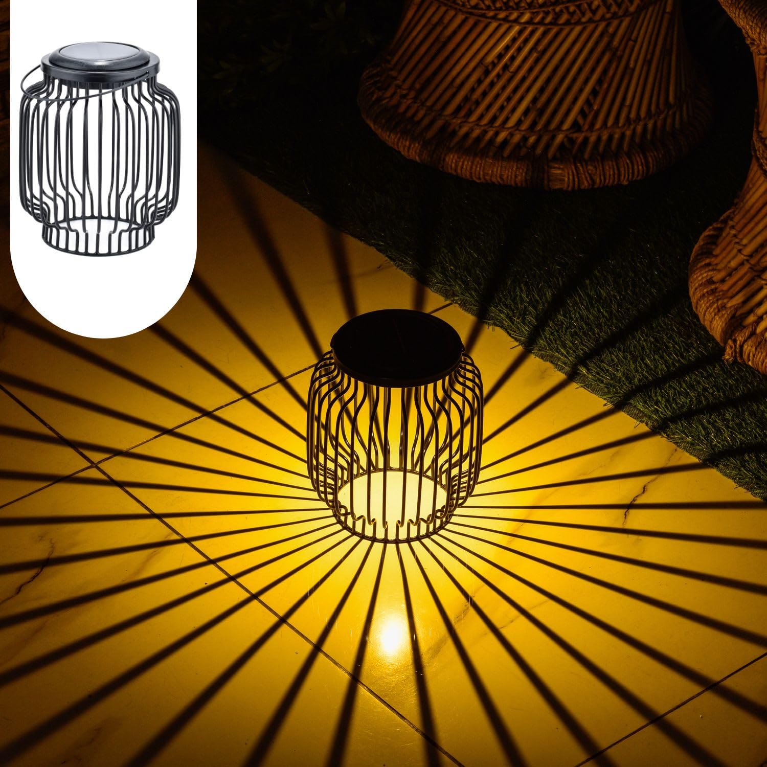 Juego de 2 faroles solares de Estilo escandinavo: lámparas Decorativas Modernas para balcón y jardín de Lazar