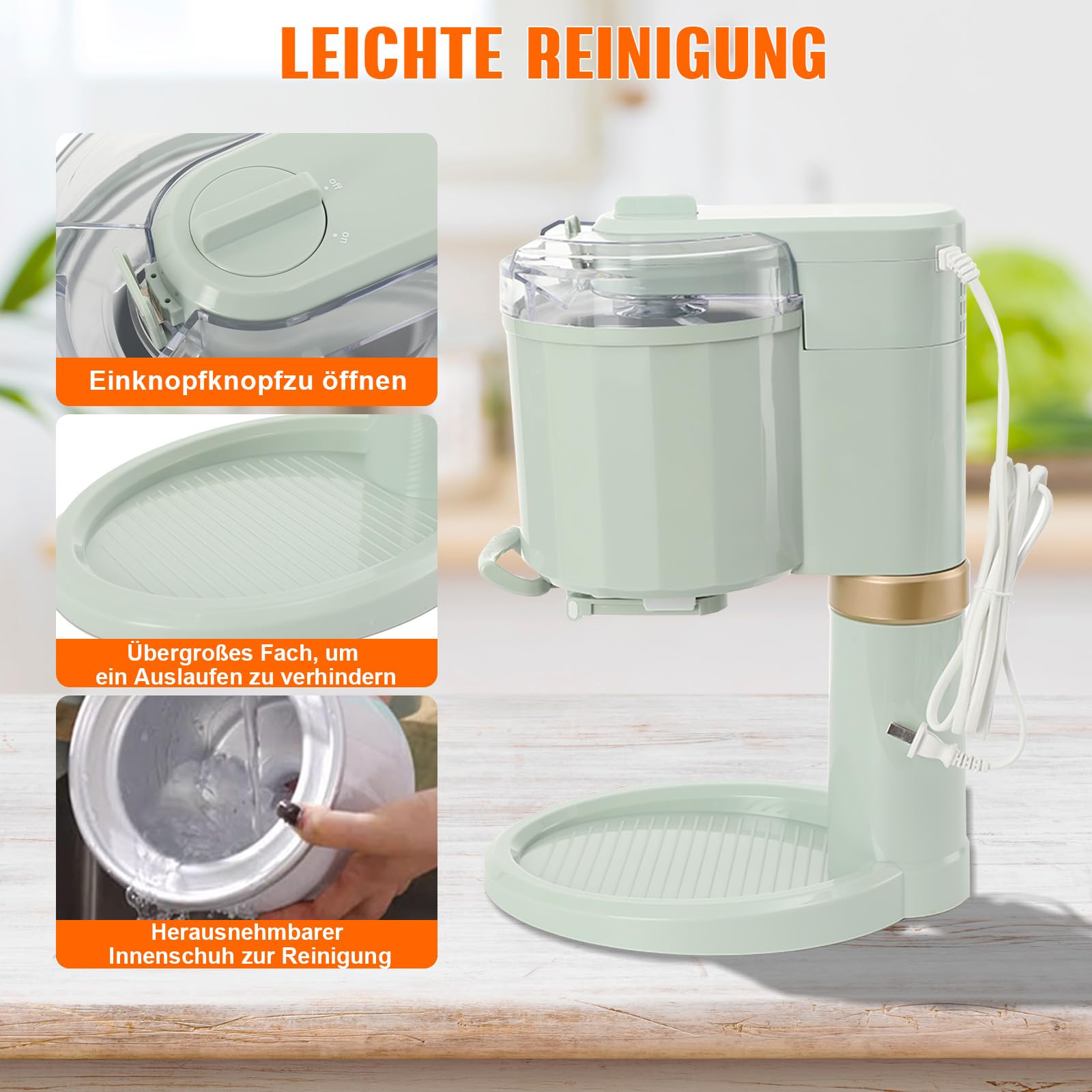 20W Softeismaschine 1L Kitchen Automatic Mini Fruit für Zuhause | Home DIY Kitchen Automatic Mini Fruit Softeismaschine, Joghurtbereiter Und Eisbereiter für Eiscreme, für Zuhause, Bar, Café