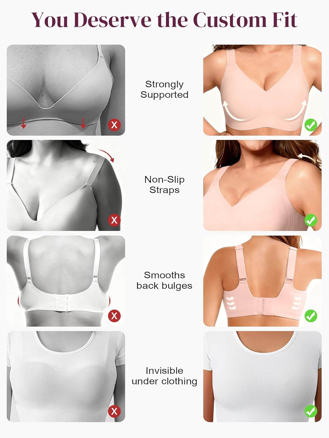 Wireless Jelly Bra for Women Plus Size Push Up Seamless Full Coverage Supportive No Underwire T-Shirt Bra - Image 5