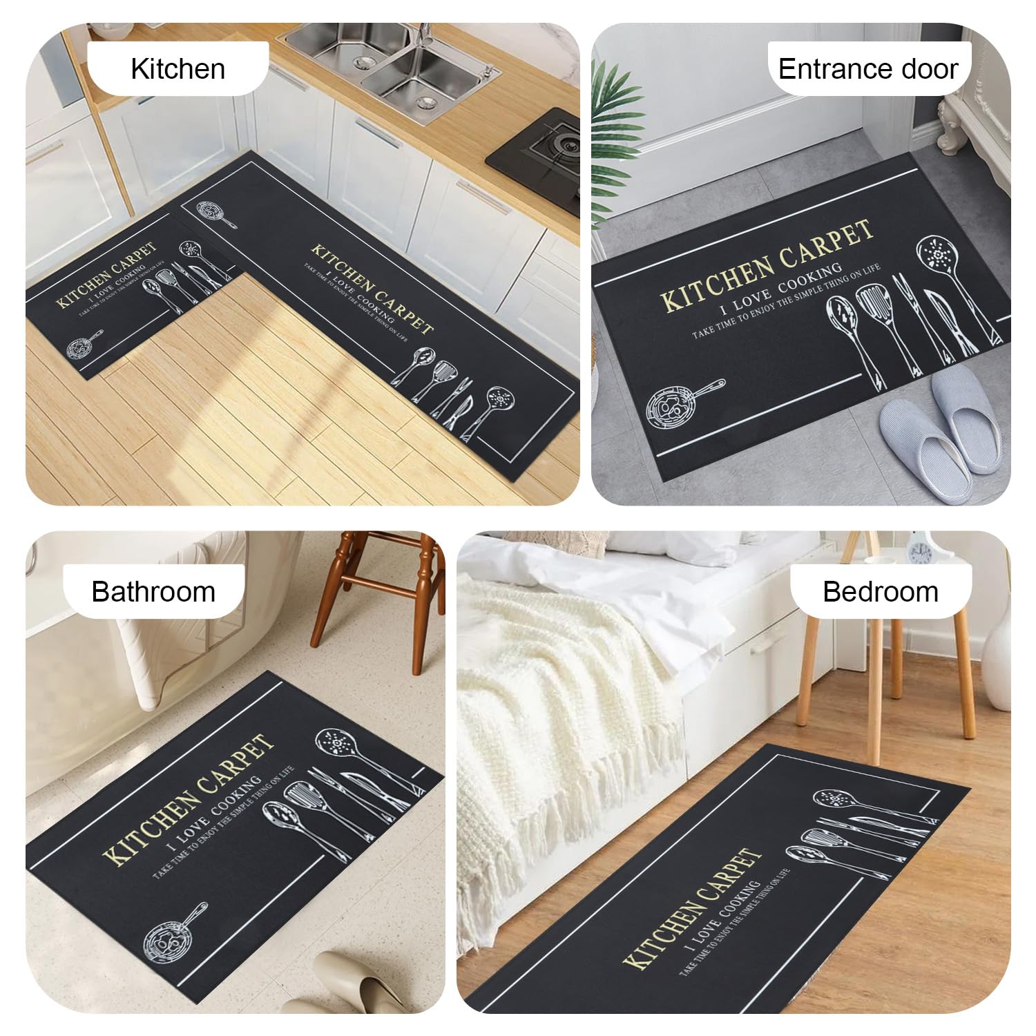 Set De 2 Tapis De Cuisine Antidérapants Freiesoldaten - Lavables 40x60cm + 40x120cm