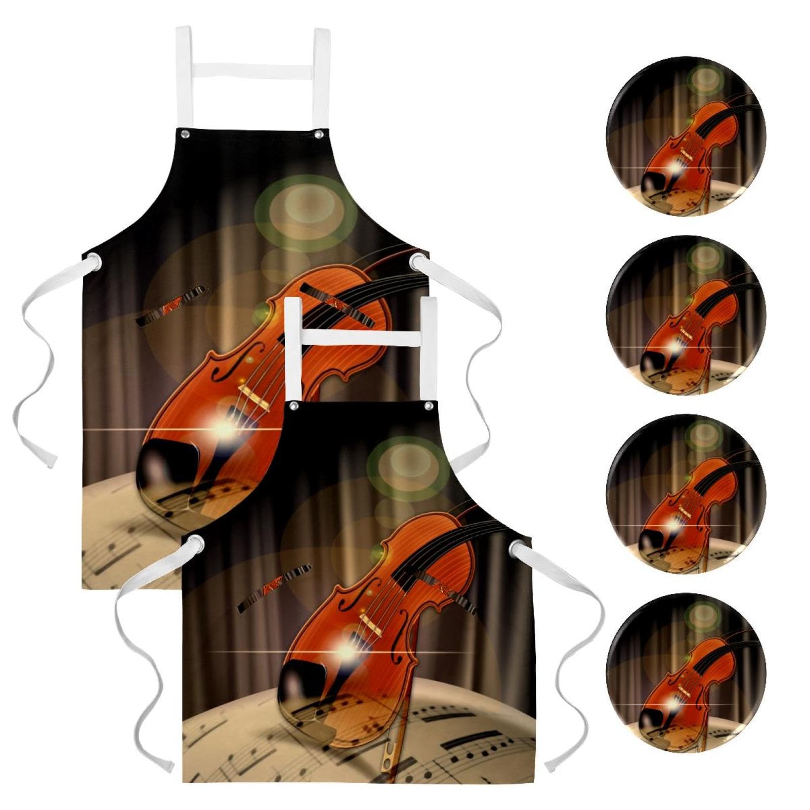 Tablier de cuisine violon musical multicolore, le cadeau idéal pour chef - 7
