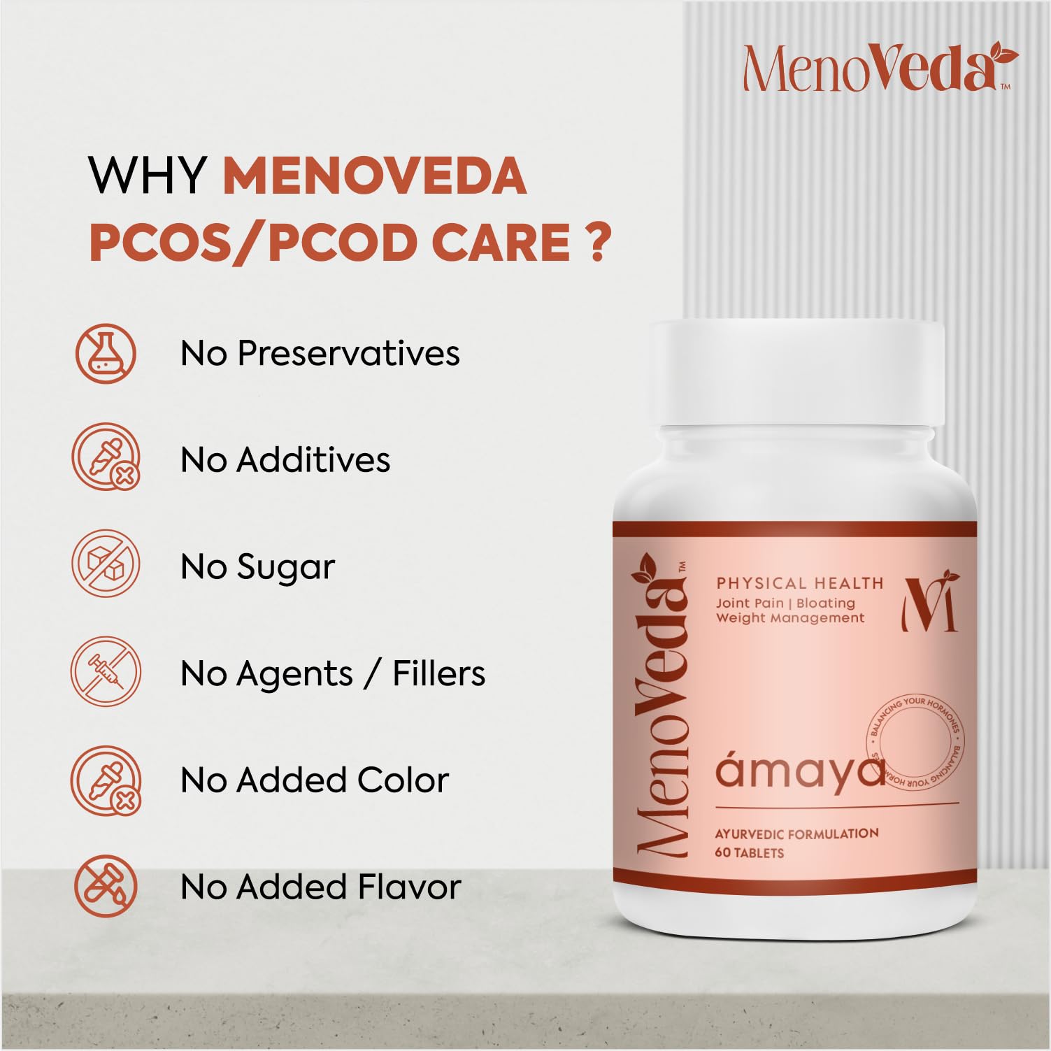 Menoveda Ámaya Ayurvedic PCOD Care Supplement for Women with 13 Herbs | Supports Hormonal Balance, Joint & Physical Health | With Haldi, Shatavari, Ashwagandha, Moringa, and Guggulu | 60 Tablets 4