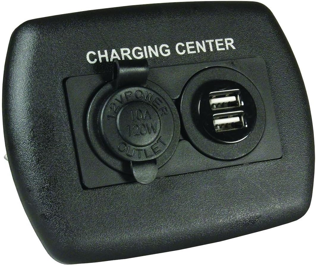 JR Products 15095 12V/USB Charging Center - Black