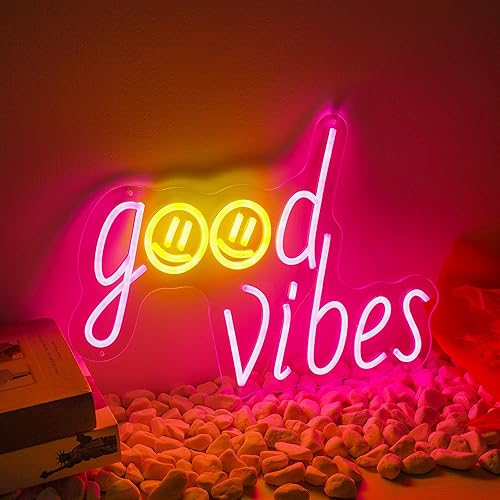 Miniatura 4 de Señales de luz de neón LED para pared, luces LED de buenas vibraciones decorativas para dormitorio
