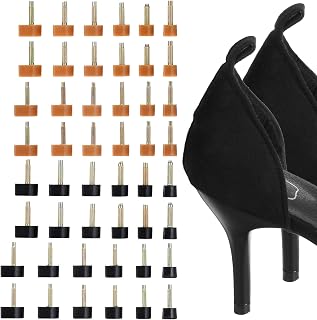 24 Pairs Heel Tips for High Heel Shoes- U/Cap Style, 2.4mm & 3mm Metal Core, High Heel Replacement Tips, 6 Sizes (7-12mm), Durable Non-Slip Quiet Stiletto Heel Caps, Quick Installation (Black&Nude)