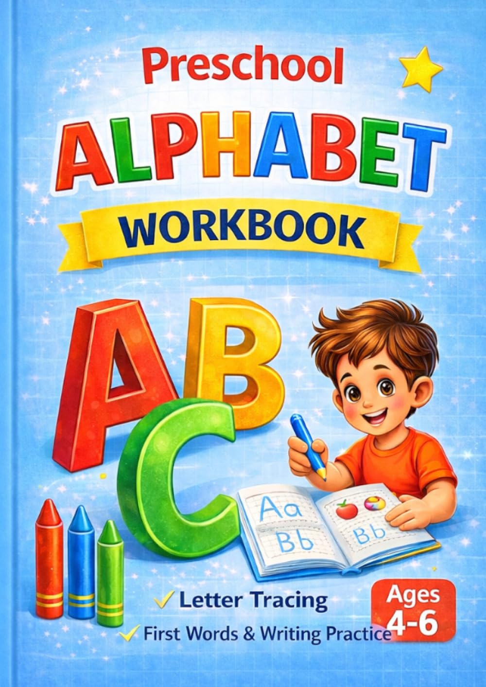 Preschool Alphabet Workbook: Letter Tracing & First Words Practice For Kids Ages 4–6