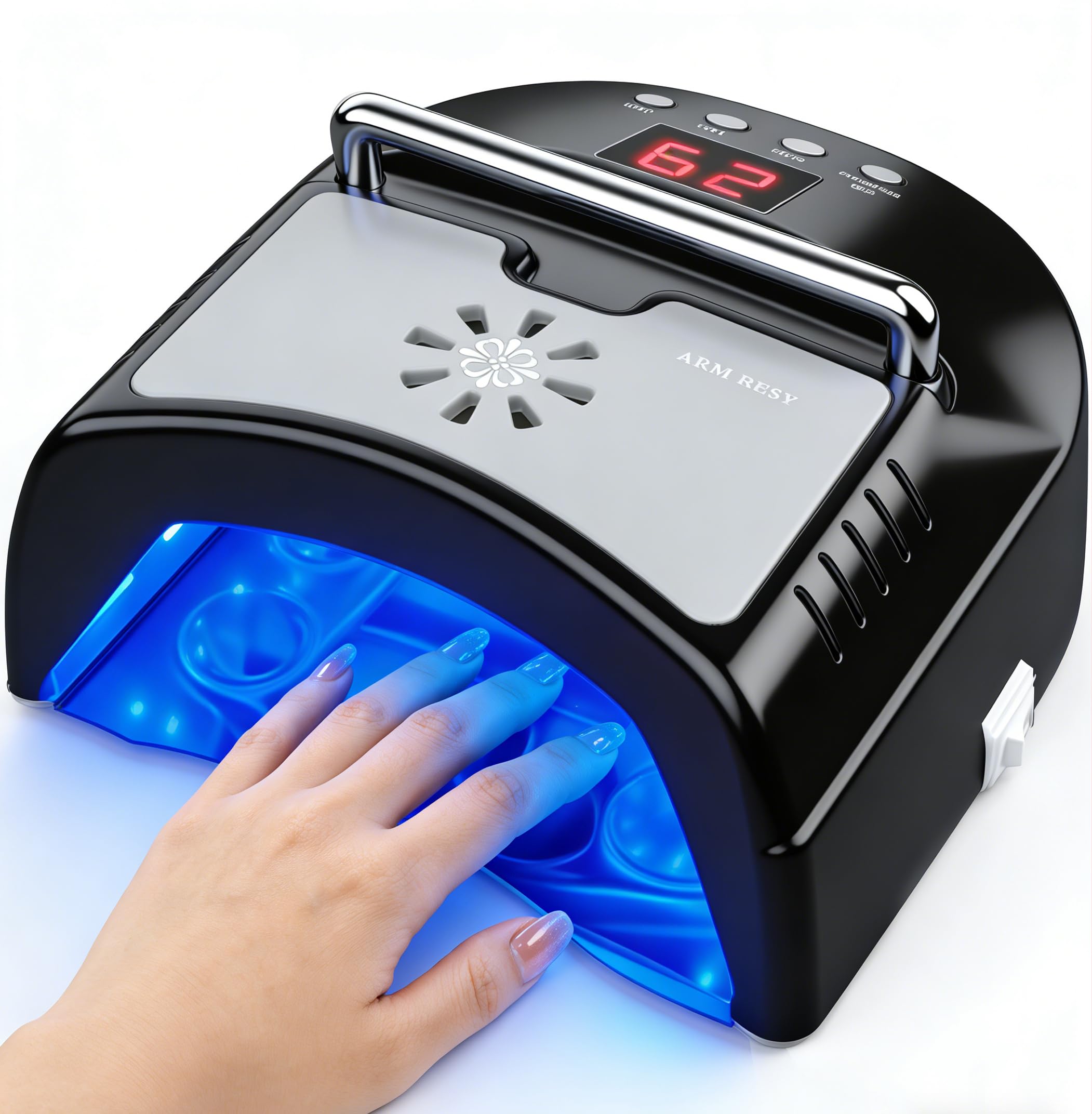 Cordless UV LED Nail Lamp with Fan, 72W,36 Upgraded Light Beads Black