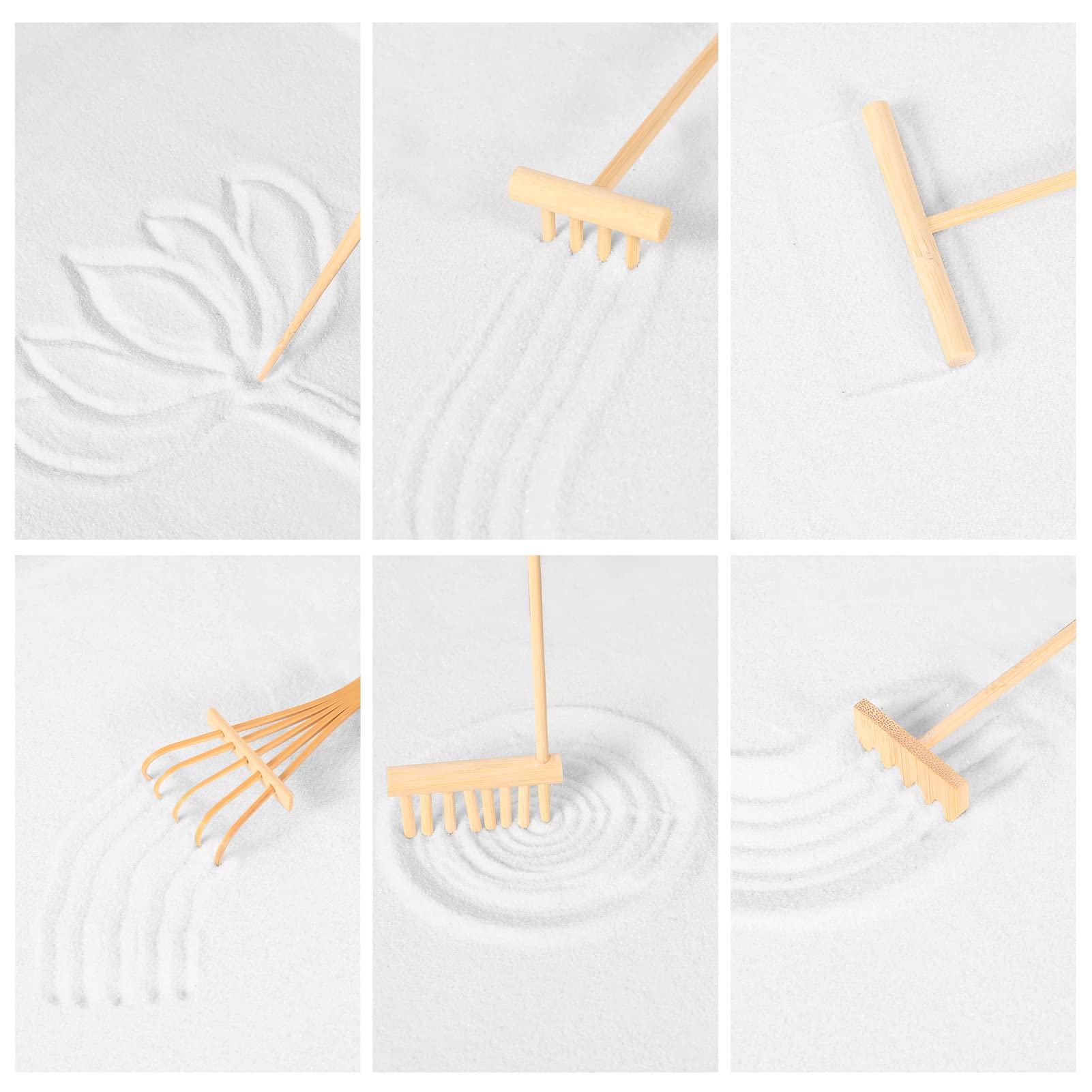 Artcome Jardín de Arena Zen japonés para Escritorio, Accesorios de Oficina, Bandeja Rectangular de Terapia de meditación Hecha a Mano, Herramienta de relajación Consciente