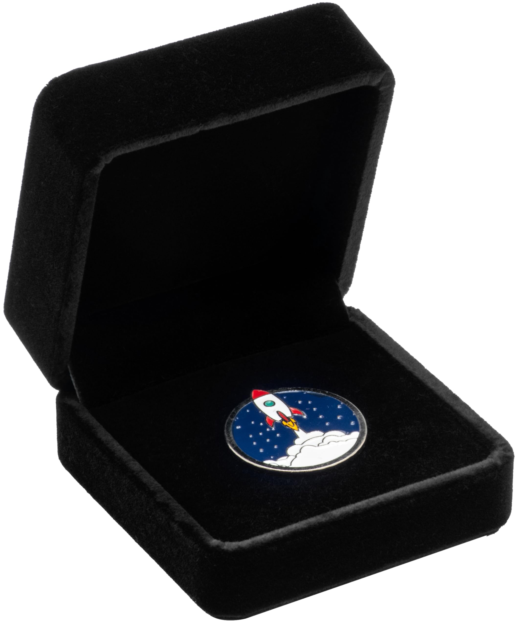Small Single Velvet Pin Display Box Case for Gift Badges Collectible and Medals (Black)