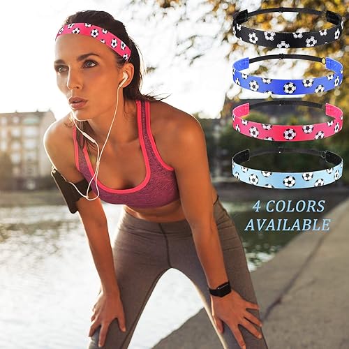 Miniatura 6 de Diadema de fútbol ajustable para niña, 4 piezas, antideslizante, para deporte de niña