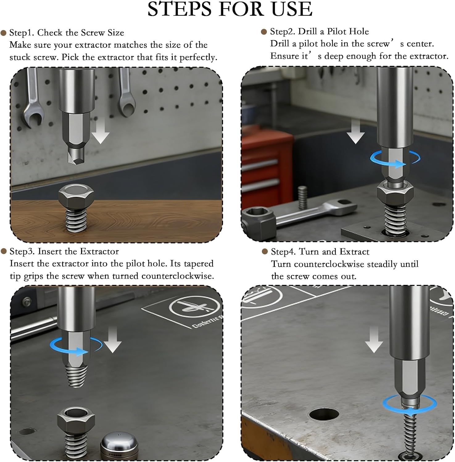 33PCS Damaged Screw Extractor Set, Stripped Screw Extractor Kit with Magnetic Extension Shaft, Socket Adapter and extension bit holder, Stripped Screw Remover Kit –Extract Rusty, Broken Screws Easily.
