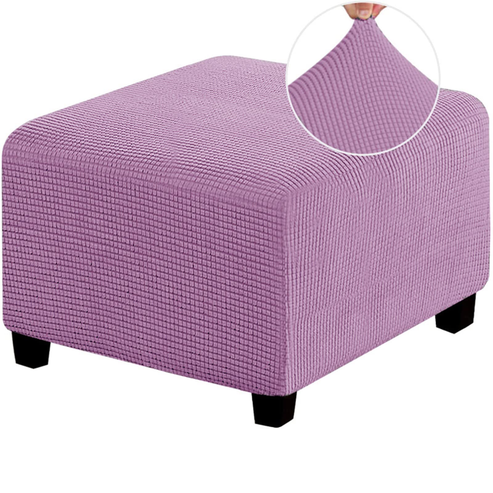 Stretch Ottoman Cover Rectangle Modern Print Footstool Slipcover with Elastic Bottom, Washable Super Soft Universal Slipcovers, (Foot Stool Not Included),Light Purple,M