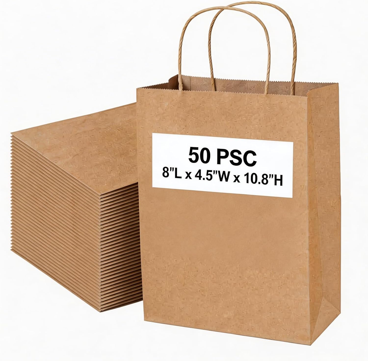 BIBBOO Extra Large Brown Paper Bags with Handles 14x10x15.75 Wide Bottom, 50 Pack Heavy Duty Brown Kraft Paper Bags for Takeout, Food Service, Shopping & Gift Packaging