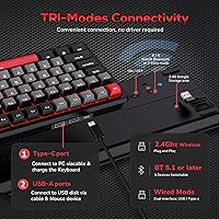Vista 4 de RK ROYAL KLUDGE RK98 Teclado mecánico inalámbrico, 100 teclas triple modo 2.4GBT5.1USB-C, teclado para juegos intercambiable en caliente con batería