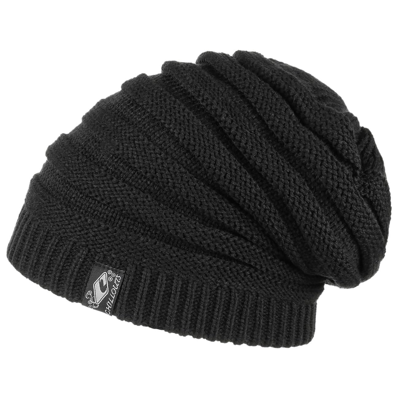 CHILLOUTS Brian Oversize Beanie Winter Oversized Knit hat (One Size - Black)