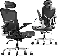 marrap Ergonomic Mesh Office Chair: 3D Armrests, 3D Headrest, Adjustable Lumbar Support, 90-120° Recline, SGS Class-4 Cylinder - Black
