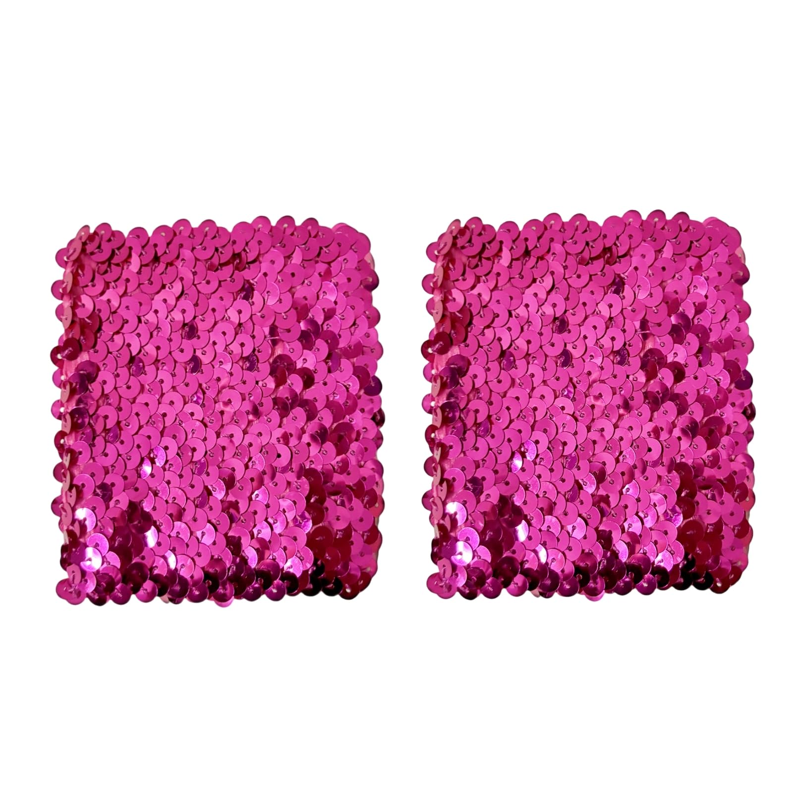 Hybursky Glitter Wrist Cuffs for Women Shiny Sequin Wristbands Fancy Dress Elastic Sparkly Wrist Strap for 80s Party Disco Party Stage Performance Costume Decoration Accessories(Hot Pink)