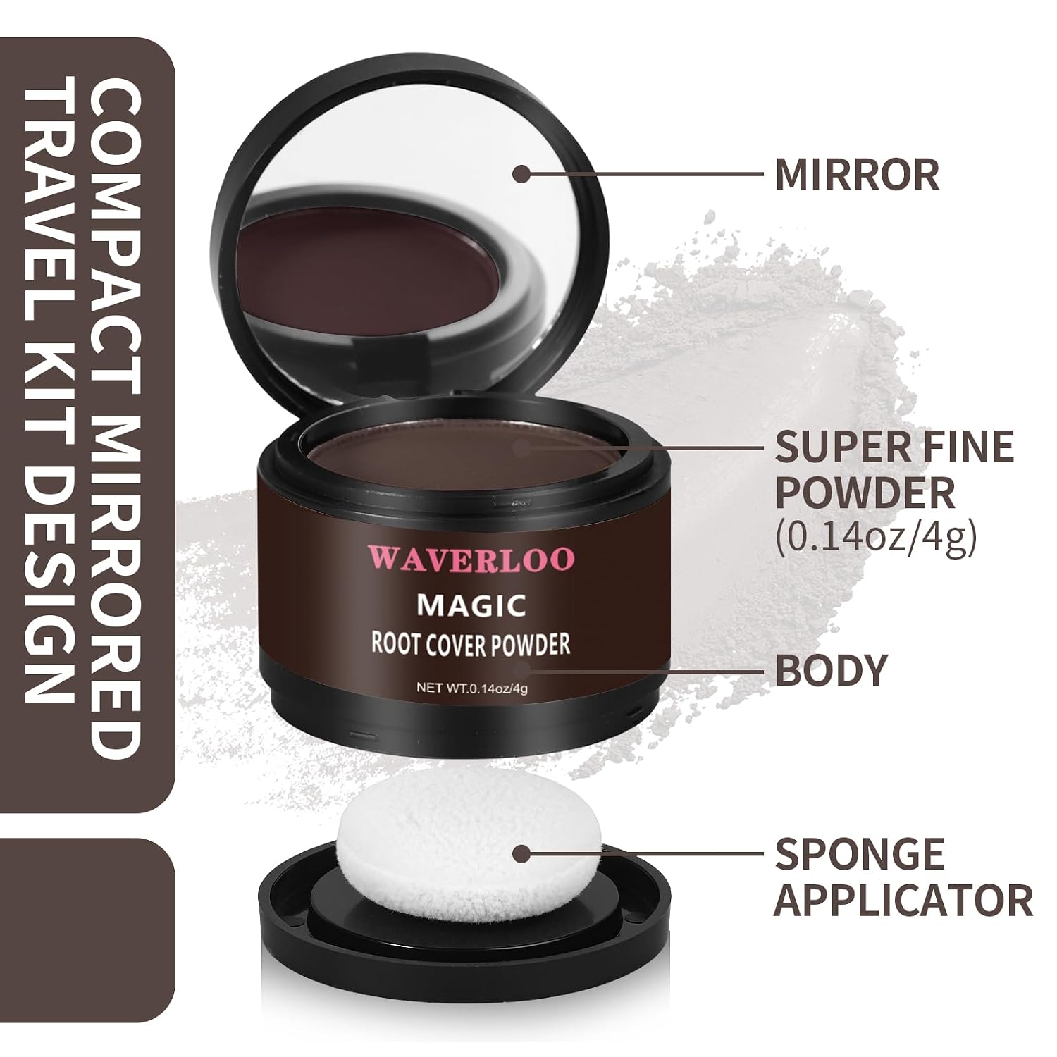 Magic Root Cover Up Instantly Conceals High Forehead & Hair Loss - Sweat & Waterproof Root Touch Up Hair Powder for Women & Men (Dark Brown, 4g)