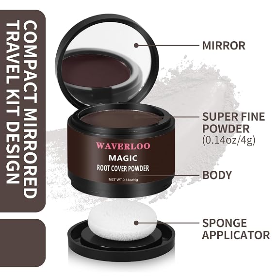 Magic Root Cover Up Instantly Conceals High Forehead & Hair Loss - Sweat & Waterproof Root Touch Up Hair Powder for Women & Men (Dark Brown, 4g)