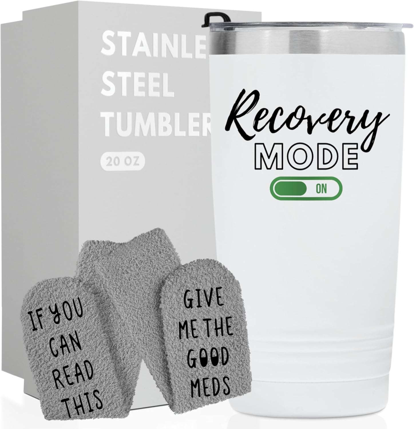 Funny Get Well Soon Gifts for Women, Men, 20oz Hospital Mug, Surgery Recovery Gifts for Chemo Patients, Comes With Socks Saying If You Can Read This, Bring Me