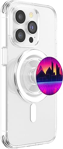 Miniatura 3 de Retrowave 80s City Vaporwave Synthwave PopSockets MagSafe PopGrip for iPhone