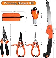 Vista 7 de 6Pcs Pruning Shears Set with Bypass Pruning Shears, Garden Scissors, Pruning Snips,Saw,Gloves,Storage Bag,Handheld Garden Shears Set for Plant