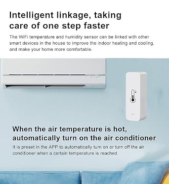 WiFi Temperature Humidity Sensor: Indoor Thermometer Hygrometer with App Alert, Free Data Storage Export, Smart Temperature Humidity Monitor for Home Pet Greenhouse, Compatible with Alexa (1-Pack)