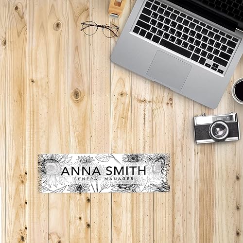 Vista 61 de Andaz Press Placa de nombre de escritorio de oficina, diseño floral de melocotón rubor personalizado para el hogar, escritorio, profesor, jefe