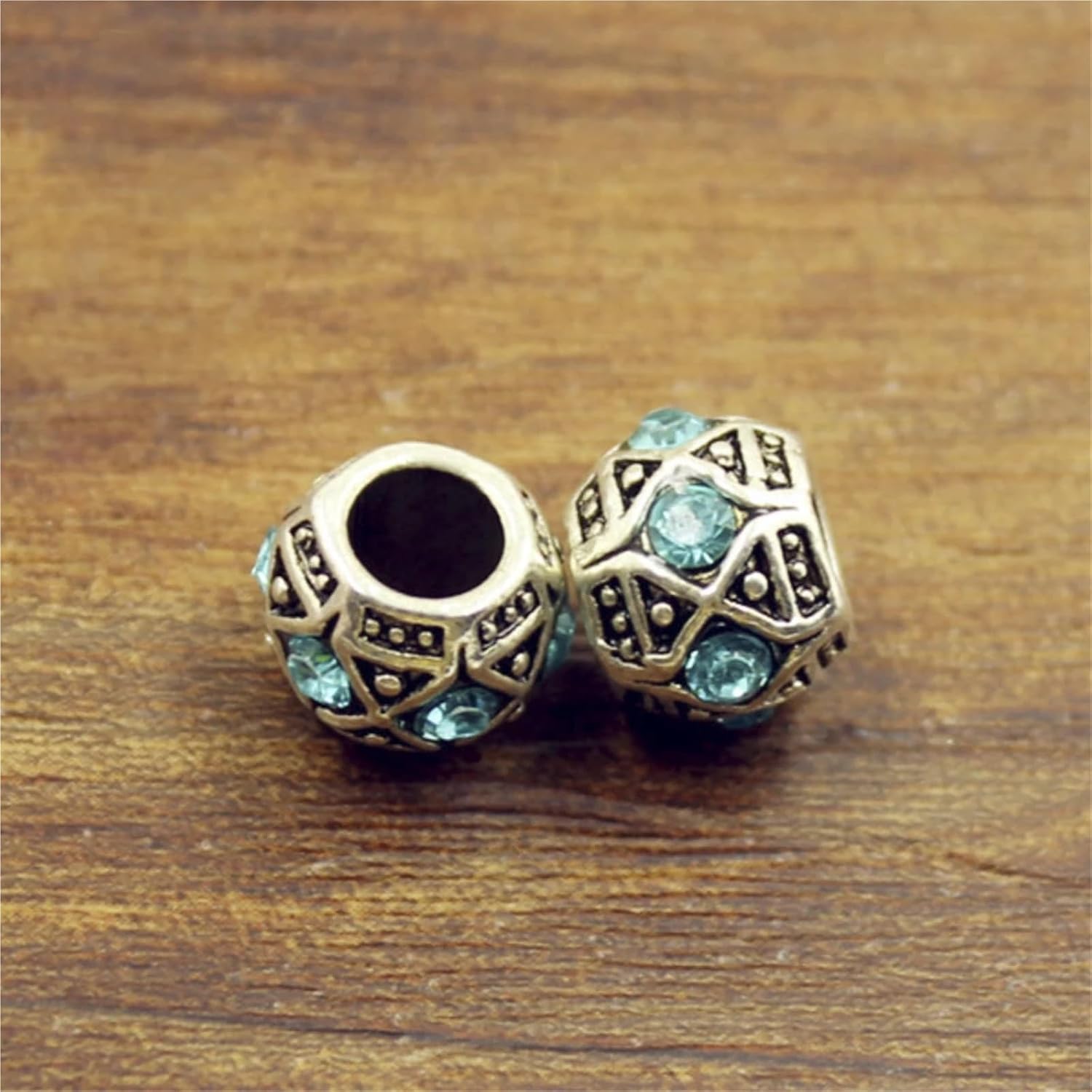 Dnyucen Spacer Beads 100Pcs Antique Silver Color Rhinestones Round European 5mm Hole Big Hole Spacer Beads(Color6)