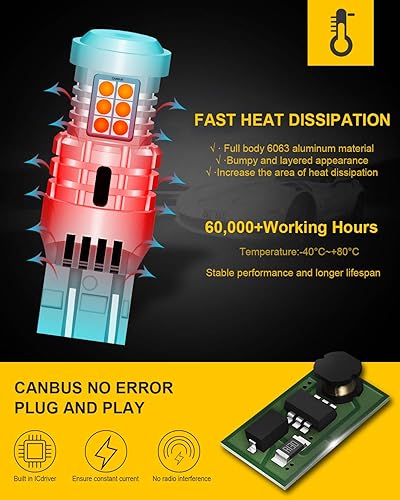 Miniatura 2 de KATUR Bombillas LED Canbus 7443 T20 992 W215 W, sin errores, superbrillantes, 12 piezas 3030 y 8 chips 3020 de repuesto para señal de giro, freno