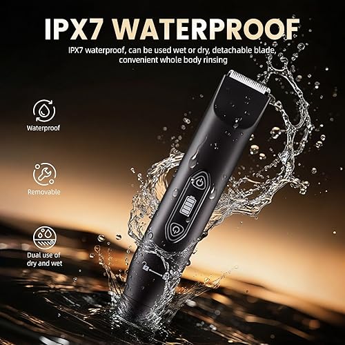 Miniatura 4 de Cortadora de vello corporal para hombres, maquinilla de afeitar eléctrica 3 en 1 con cuchillas de cerámica, IPX7 impermeable, recargable por USB,
