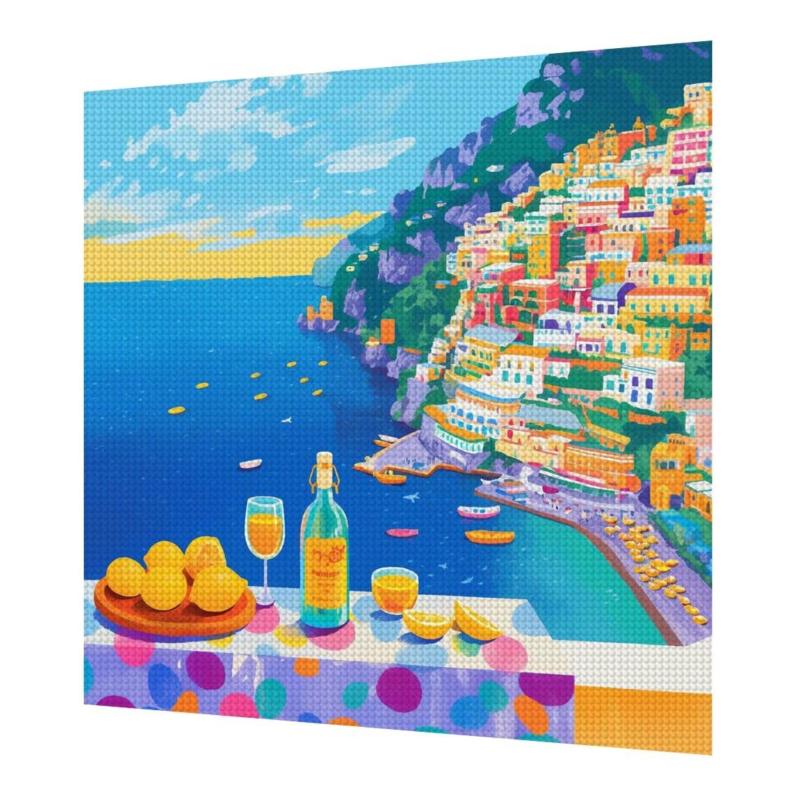 Diamentowe malowanie cytryna ścieg krzyżykowy pełny zestaw 60x80 cm, diamentowe malowanie 5D diamentowe rysunki rzemiosło dla dorosłych ścieg krzyżykowy DIY diament sztuka do dekoracji ścian wybrzeża