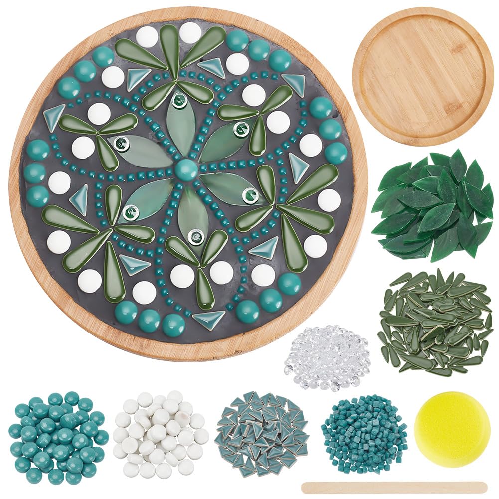 Honeydak DIY Mosaik-Set – 6x Blatt-Untersetzer Mit Bunten Glassteinen, Inkl. Werkzeug & Kleber