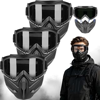 Detachable Full Face Goggle Mask, Anti-Fog Windproof Impact Resistant Face Shield for Welding Riding
