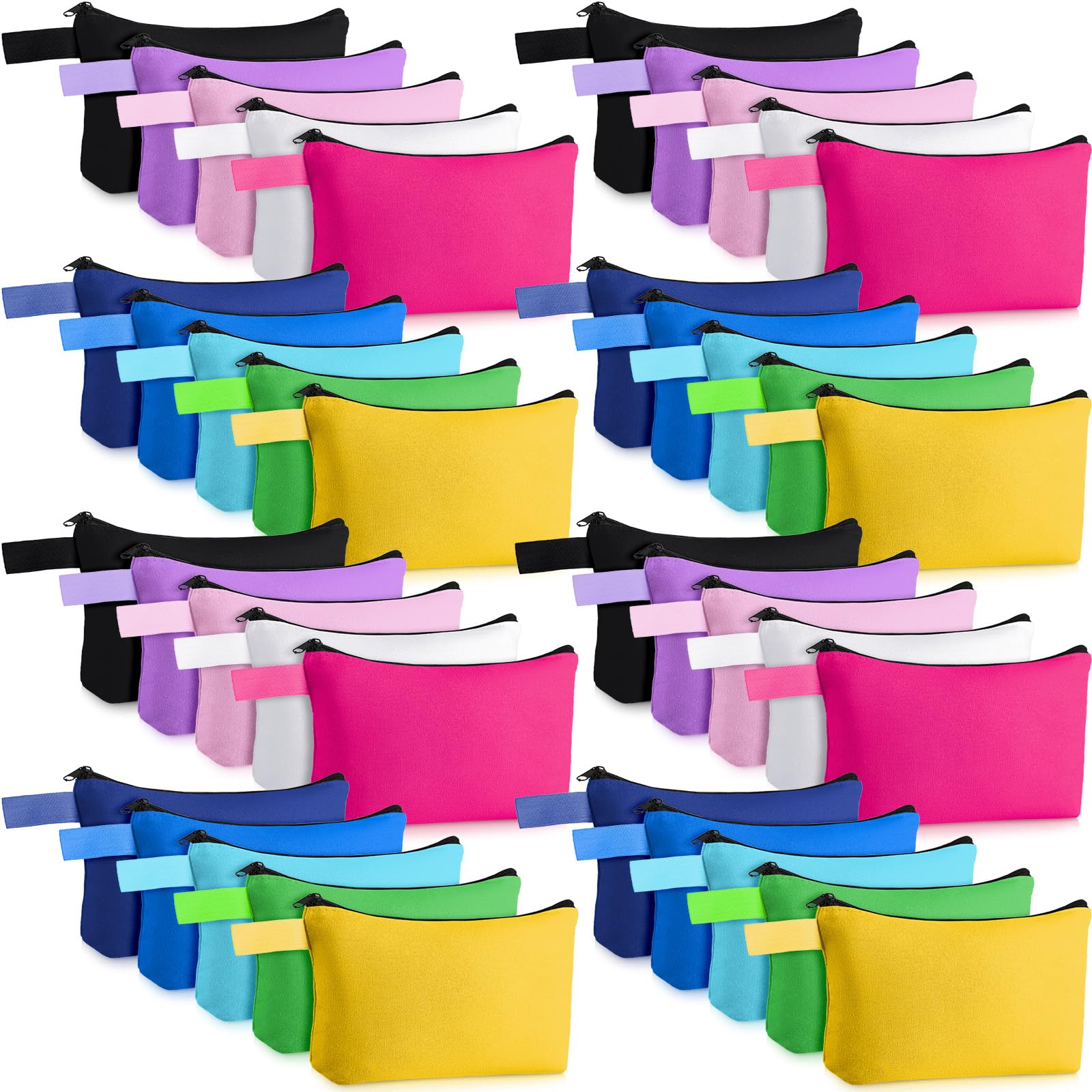 Frienda 40 Pack Canvas Makeup Bags Bulk Cosmetic Bags with Bottom Travel Canvas Zipper Pouch Multi Purpose Blank Small Makeup Bags for Women Toiletry Bag DIY Craft, 10 Colors (10 x 5 x 2 Inch),-image-36