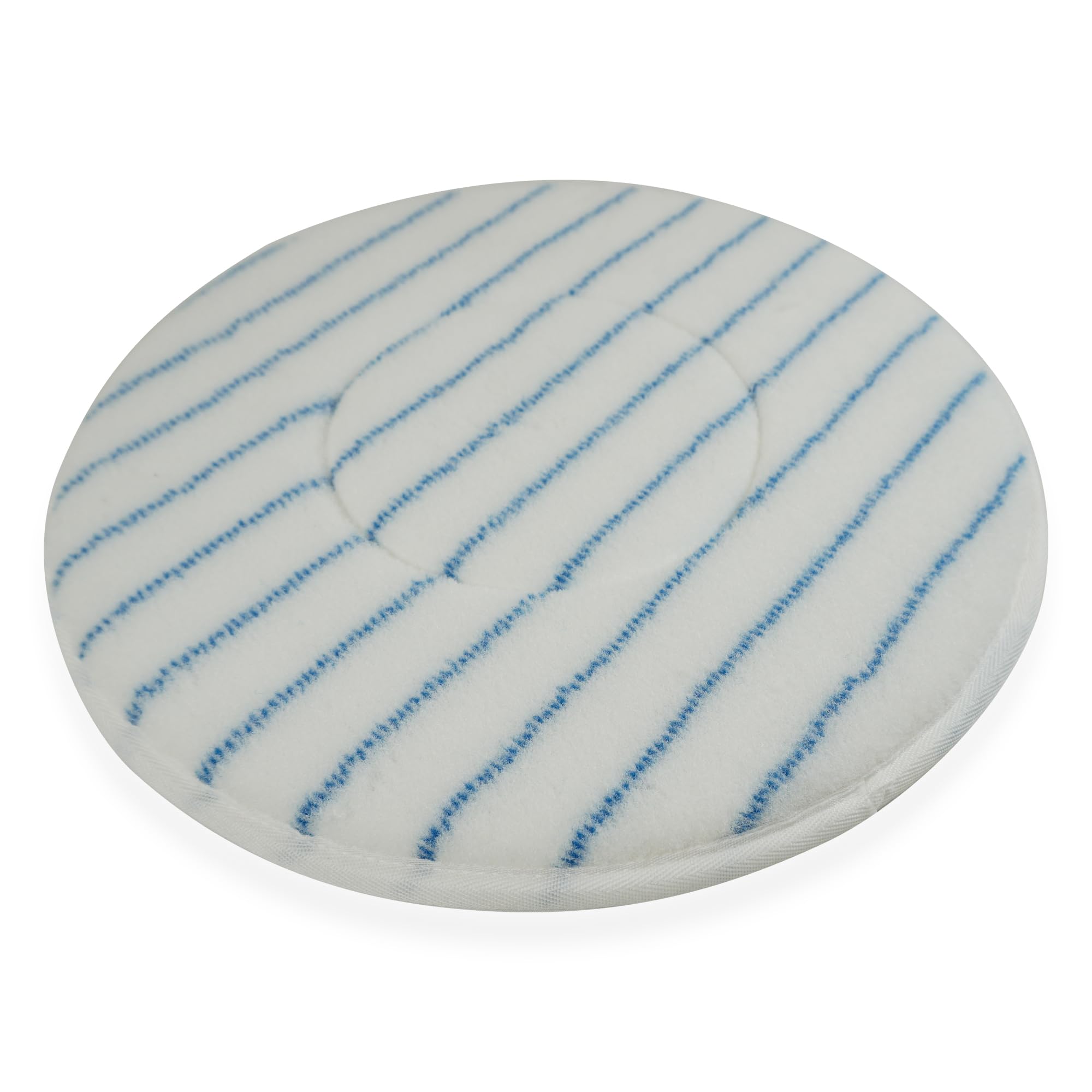 Almohadilla de limpieza universal para monorosse o autolavadora de microfibra de poliéster - ø 406 mm - blanco rayas azules