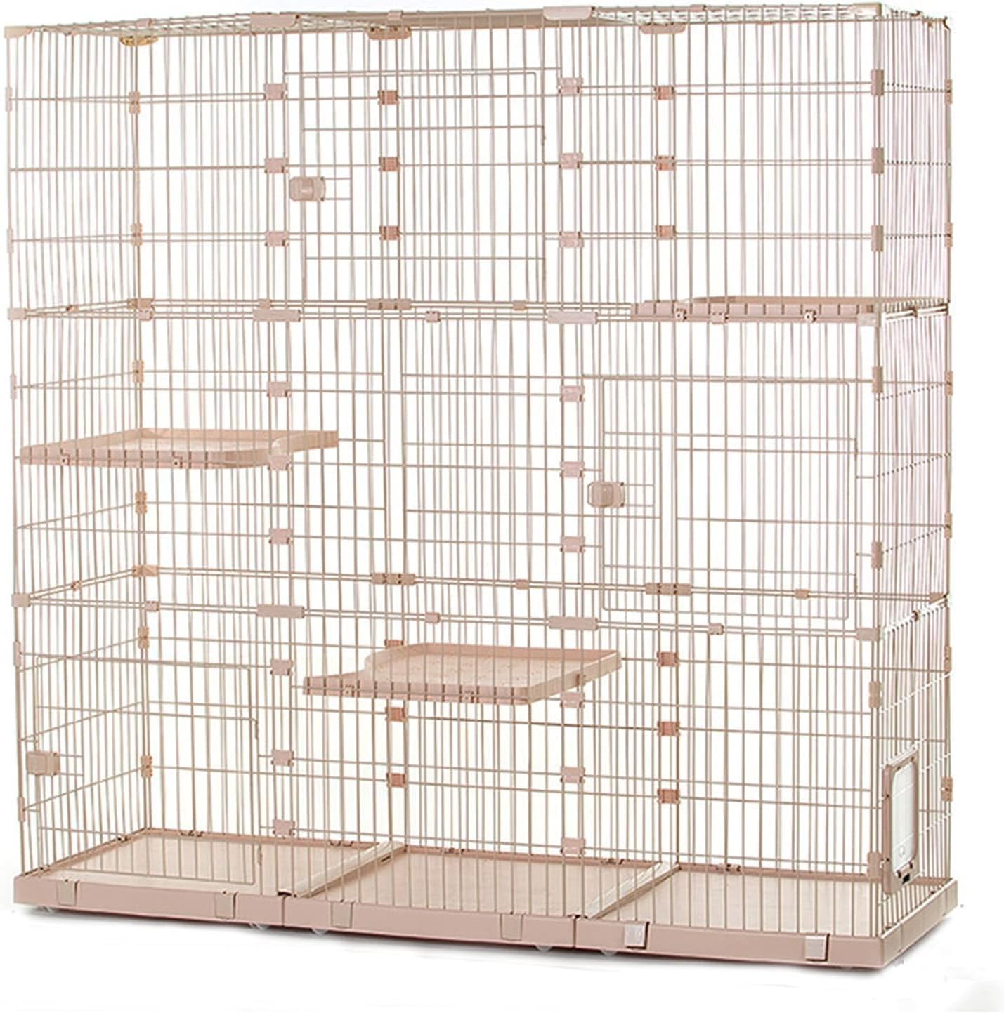 Large Cat Cage Indoor Playpen on Wheels - Metal Wire Enclosure for 1-4 Cats, Spacious Cat Kennel, Durable Pet Crate, Ideal for Home Use (C1-125 * 62.5 * 126cm)