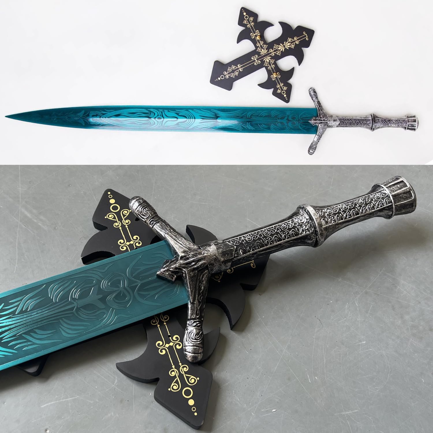 39" Ludwig Sword Full Metal,Moonlight Cursed Holy Sword with Pegboard,for Cosplay,Diaplay
