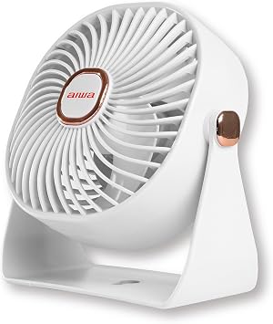 Aiwa Desk Fan, USB-C Rechargeable Mini 4 Desk Fan, Ultra-Powerful, 3 Speed, 270 Head Rotation, Personal Desktop Fan of Office Home & Car, 80 Minutes Runtime, Low Noise, Wall Mountable White