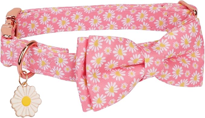 Collar Floral para Perro con Moño, Hebilla Metálica, Ajustable miniatura 4