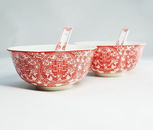 Miniatura 6 de Liang baobao Juego de 2 cucharas de té de boda chino, dragón de porcelana y fénix para adultos, hombres, mujeres, parejas, fiesta de boda (4 juegos