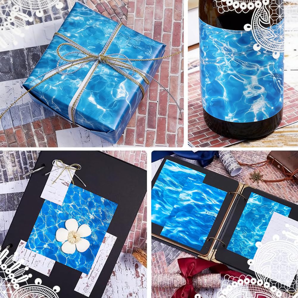 GORGECRAFT 24 foglio di Carta Scrapbooking con Texture Acqua 6x6 pollici Carta Sfondo Scrapbooking con Onde 12 stili Cartoncino con Motivo Oceano Blu Album Fotografici Decoupage Creazione di Biglietti