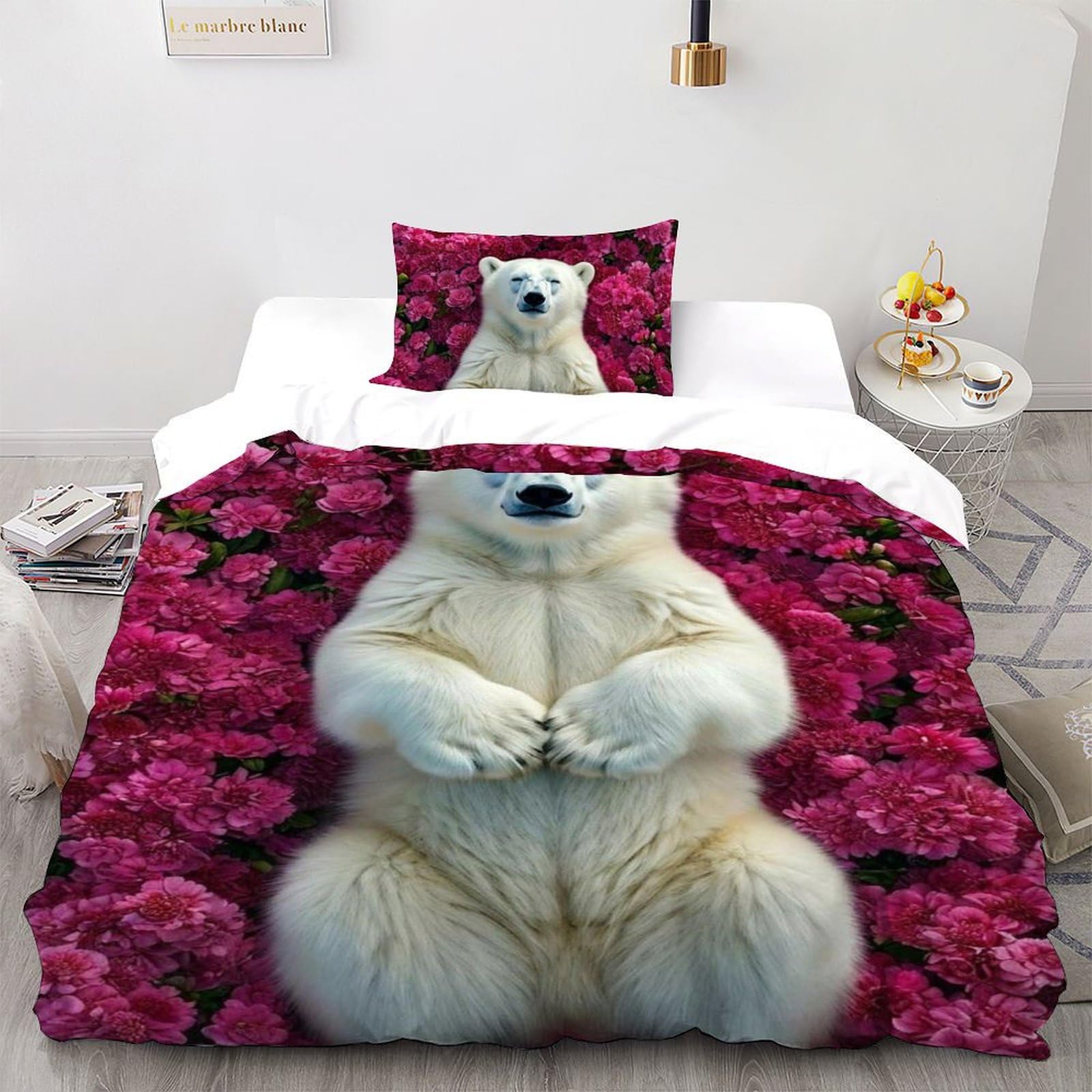Housse de couette ours polaire fermeture éclair lit enfant 135x200